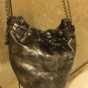 Posse Metallic leather bucket Crossbody chain bag
